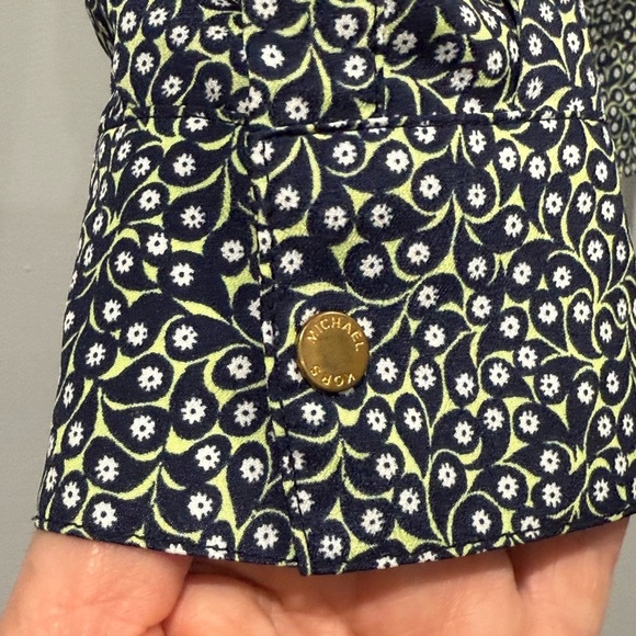 Michael Kors Navy and Green Floral Blouse with front zipper closure /size S - Picture 11 of 11